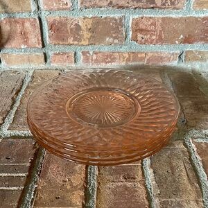 Vtg Pink Depression Glass Set of 4 Bread & Butter Plates